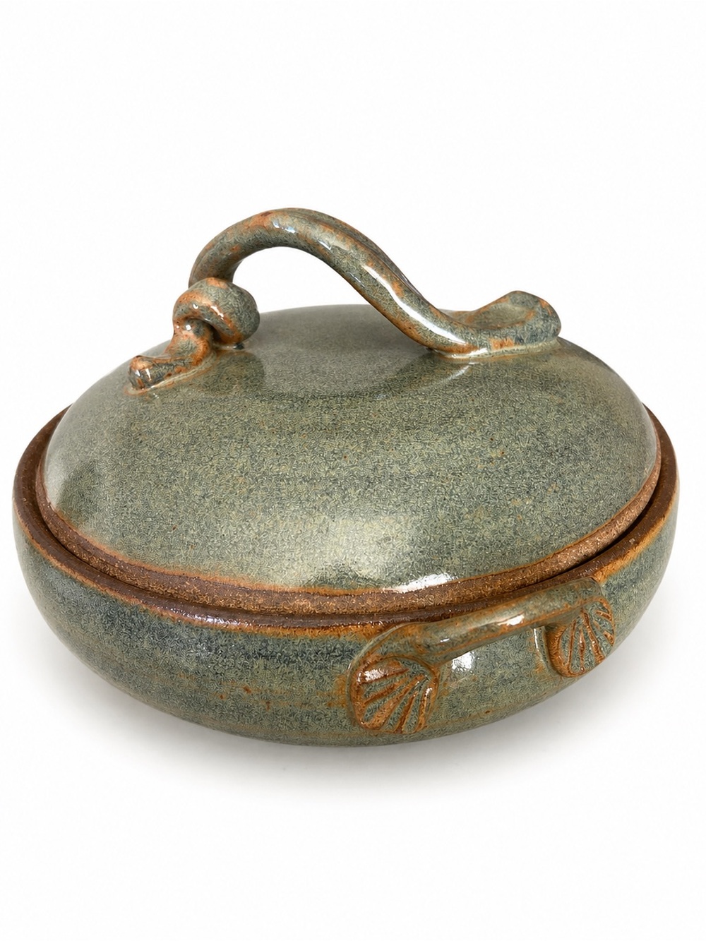 Vintage Handmade Studio Pottery Lidded Casserole Dish Sage Green